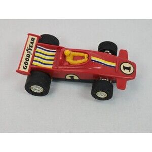 PlayArt A-101 Goodyear Slot Car No1 With Figure Made In Hong Kong Red Vintage
